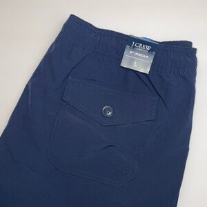 NEW J.Crew Flex Swimwear Mens Large Mesh Lined Swim Trunks Navy Blue 6" Inseam